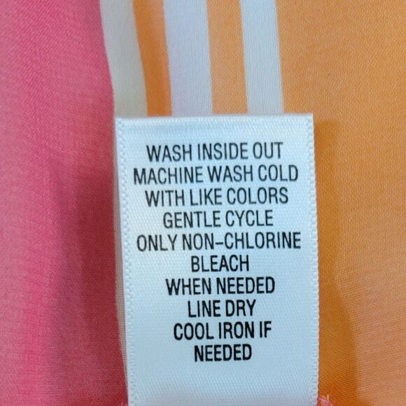 Apt. 9 Pink Striped 1/2 Button  Rolled Tab Sleeve Sheer Chiffon Blouse Size MP - Picture 8 of 8